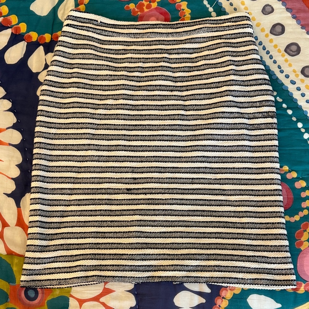 J. Crew Black and White Striped Pencil Skirt